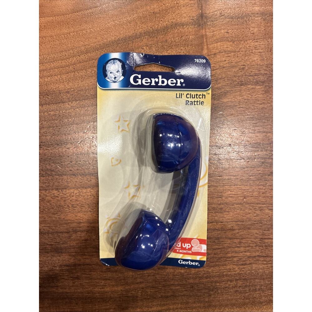Vintage 2004 Gerber Blue Baby Rattle Classic Phone Lil’ Clutch 76209 NOS NEW